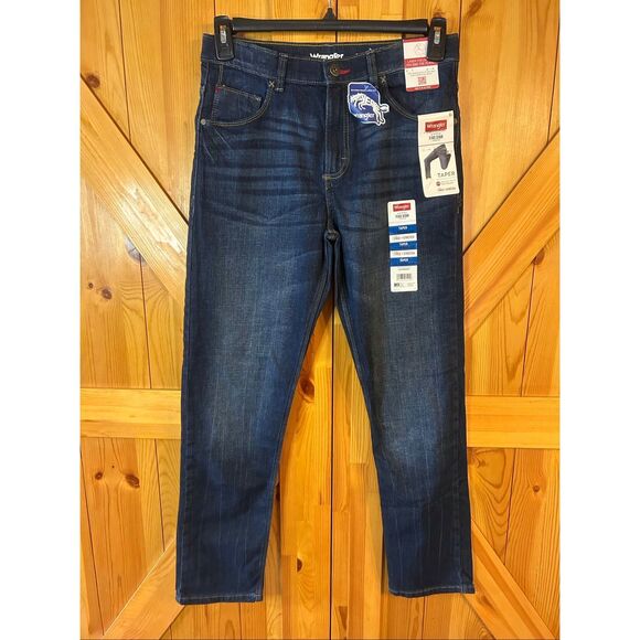 Wrangler Boy’s Dark Wash Tapered Jeans Adjustable Waist NWT Size 16R (5411) - Picture 1 of 6